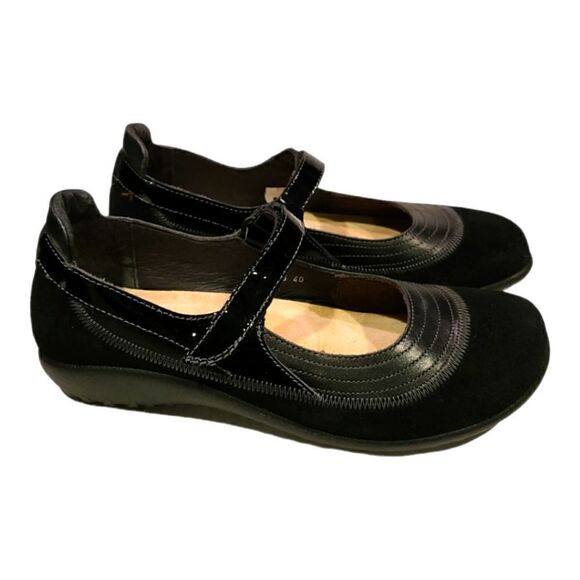 NAOT Kirei Mary Jane Leather and Suede Flat, Hook-and-loop Closure | 10 - Picture 1 of 14